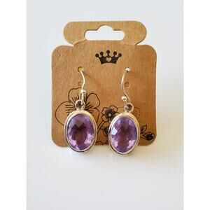 Vintage Sterling Silver Amethyst Dangle Earrings